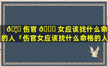 🦄 伤官 🐞 女应该找什么命格的人「伤官女应该找什么命格的人结婚好」